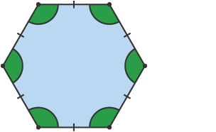 A regular polygon with the equal angles coloured green.