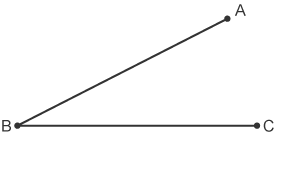 Two lines forming and angle from point B and ending at point A and C