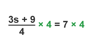 3s + 9/4 x 4 = 7 x 4