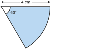 Circle sector with length, 4cm and angle of 60 degrees