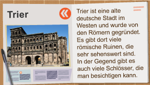 A page from a guidebook about the city of Trier in Germany