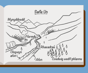 Enghraifft o fraslun maes â labeli syml.