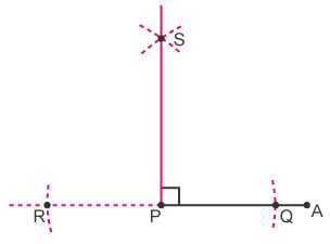 A 90° angle formed by a base line and a perpendicular bisector