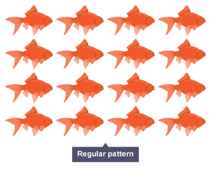 Regular pattern - 4 rows of 4 goldfish pointing left to right