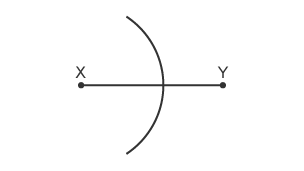 Perpendicular bisector of a line segment with an arc