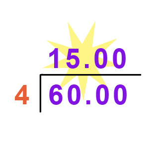 Sum showing 60 divided by 4 image used for preparation for the SEAG transfer test