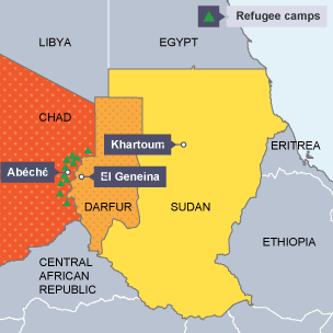 Map of the Darfur region of Sudan.