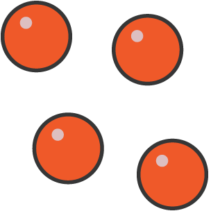 Circles spread out representing a particle model of a gas
