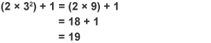 An infographic showing how to find the third term of the sequence 2n squared + 1. The third term is 19.