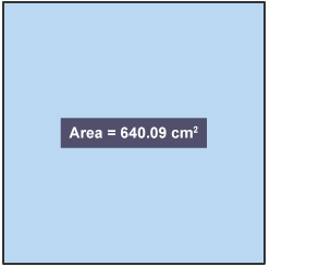 A square labelled Area = 640.09 centimetres squared