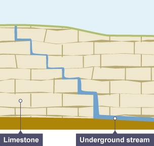 A cross section of a limestone pavement before the effects of chemical weathering have taken place