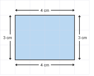 An ant walks all the way around the edge of a rectangle, measuring 3cm by 4cm.