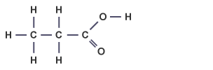 The formula for propanoic acid.