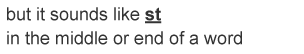Written explanation of pronunciation of 'st' in the middle of a German word.