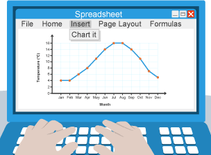 Spreadsheet applications use data to create graphs and charts