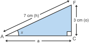 Triangle (ACF) with unknown angle, x and side, a