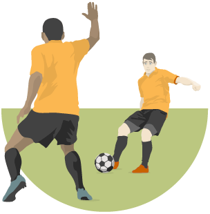 Communication shown by a player raising his hand to receive a pass