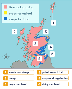 Farming areas map of Scotland