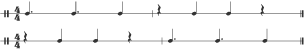 The Son Clave rhythm used in Samba music