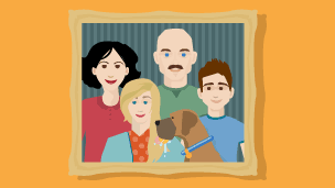 A family protrait including a couple and a teenage boy and girl