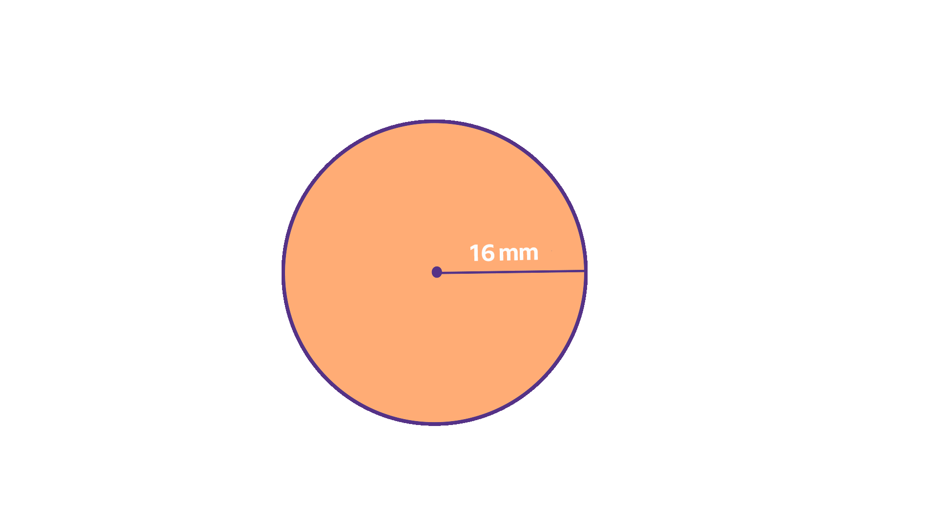 Circle with a radius of 16 mm