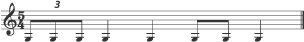 notation of the strings playing the relentless triplet rhythm