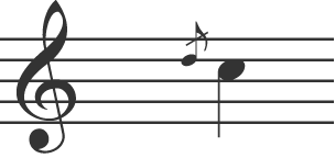 How an acciaccatura looks in notation form 