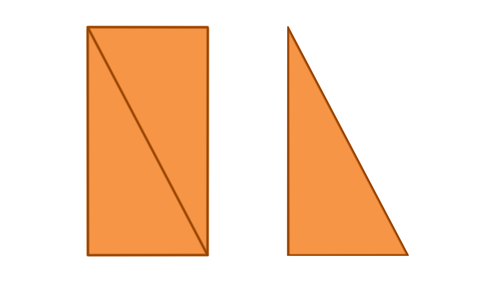 Rectangle split by a diagonal line and resulting triangle