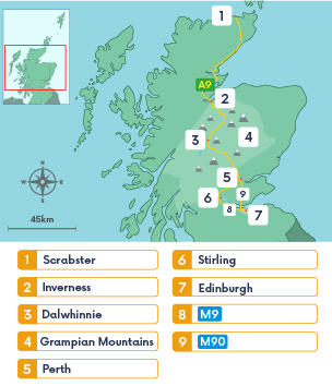 Map of the A9