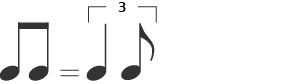 A score derection for the performer to play two quavers equal to playing the first and third triplet quavers.