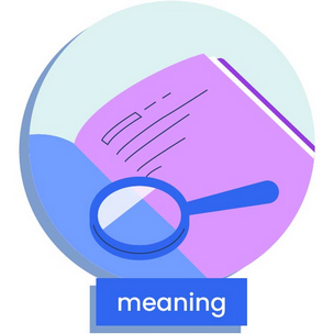 a magnifying glass with a book, depicting meaning 