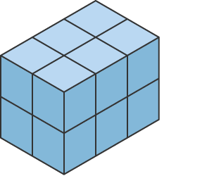 This cuboid contains 12 cubes. Each cube has a volume of 1 cm cubed . So the volume of this cuboid is 12 cm cubed.