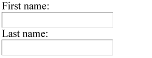 an HTML input box with an input box for first name and another for last name.