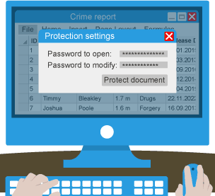 Password protection settings make a secure file