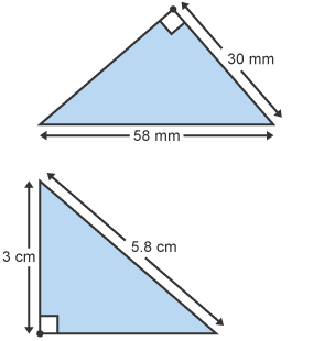 Pâr o drionglau RHS (hydoedd: 5.8cm, 3cm ac ongl sgwâr) (hydoedd: 58mm, 30mm ac ongl sgwâr)