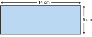 A rectangle with sides equal to 14 cm and 5 cm