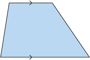 A trapezium with one pair of parallel sides.