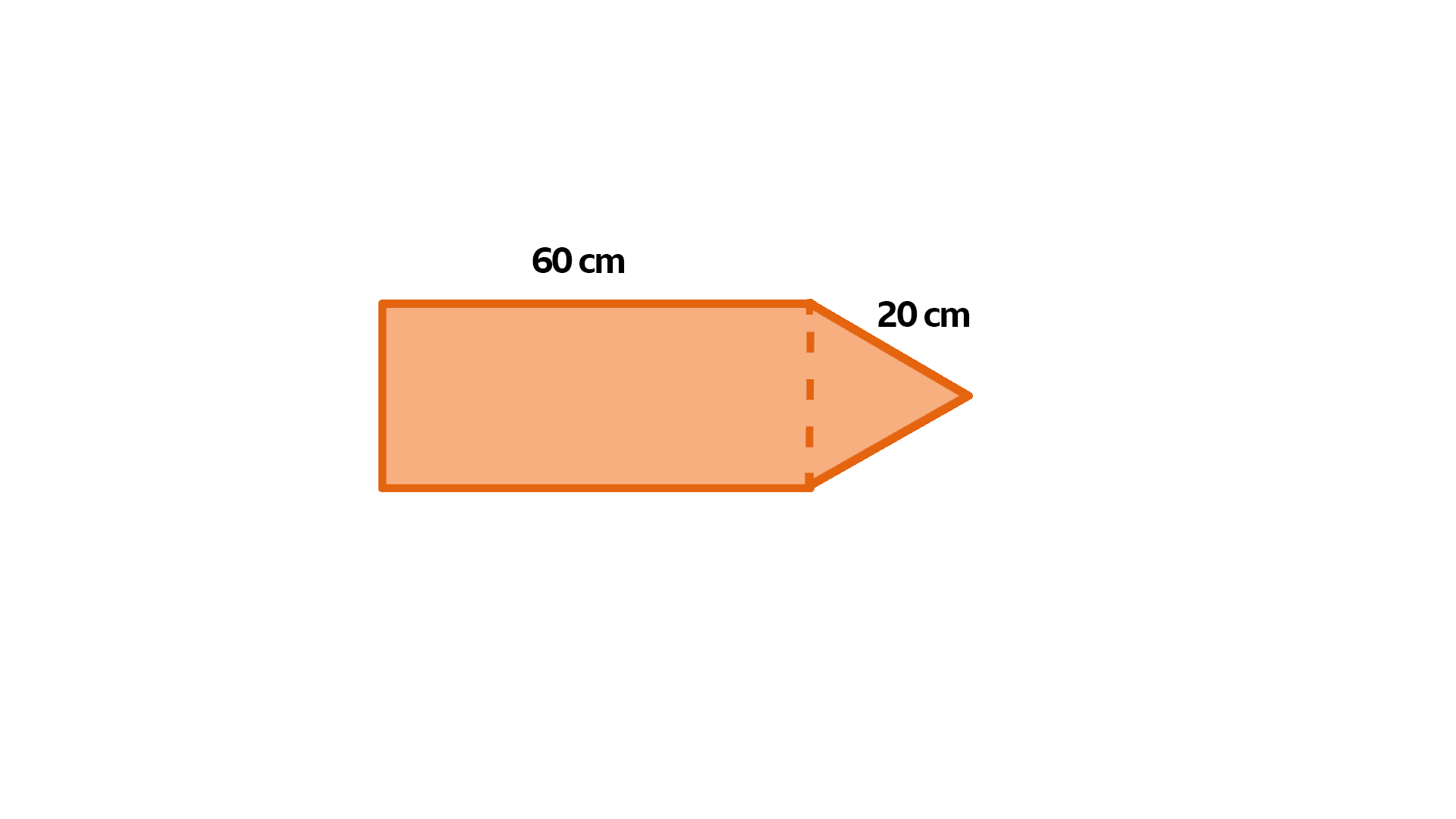 An equilateral triangle with side length 20 cm and a rectangle of length 60 cm