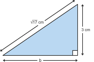 Right angle triangle (ABC) (sides: sq root 17cm x 3cm x unknown)