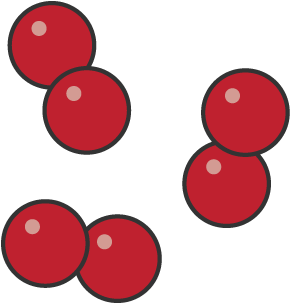 The element oxygen shown as a gaseous element made from molecules