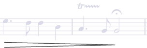 Dynamic diminuendo - an arrow that looks like a greater than sign underneath notes showing music is getting quieter