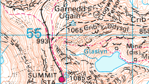 Spot heights are written on the map to show the exact heights of a certain places on the map.