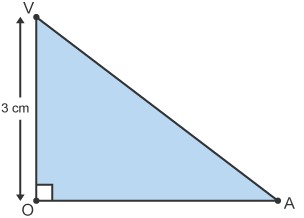 Right angle triangle (AOV) with sides 3cm and two unknowns