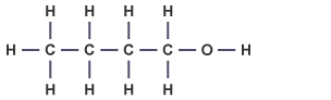 Covalent structure of butanol.