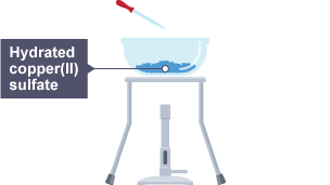 The bowl now contains hydrated copper(II) sulfate again.