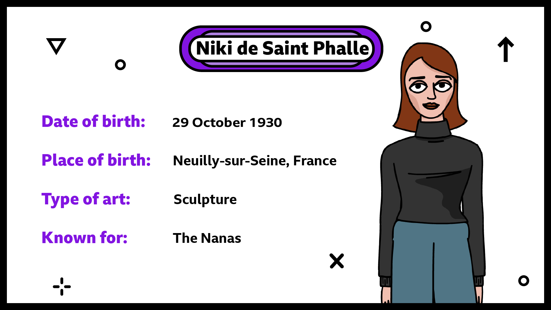 Date of birth 29 October 1930. Place of birth Neuilly-sur-Seine. Type of art sculpture. Known for the Nanas.