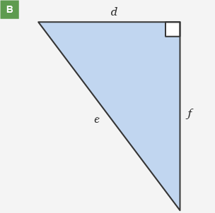 Diagram of a right-angled triangle with def labels.