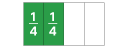 Block divided into four quarters, showing 1/4 in two of them