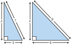 Diagram of two right-angled triangles with different values