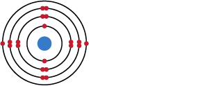 Atom calsiwm â 20 electron mewn orbit o gwmpas y niwclews: dau yn y plisgyn egni cyntaf, wyth yn yr ail blisgyn, wyth yn y trydydd plisgyn a dau yn y pedwerydd plisgyn.